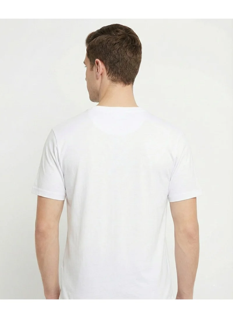 لعب البولو تيشيرت رجالي مطبوع أبيض